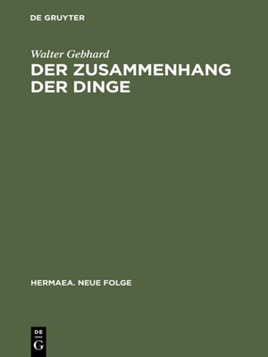 cover image of Der Zusammenhang der Dinge